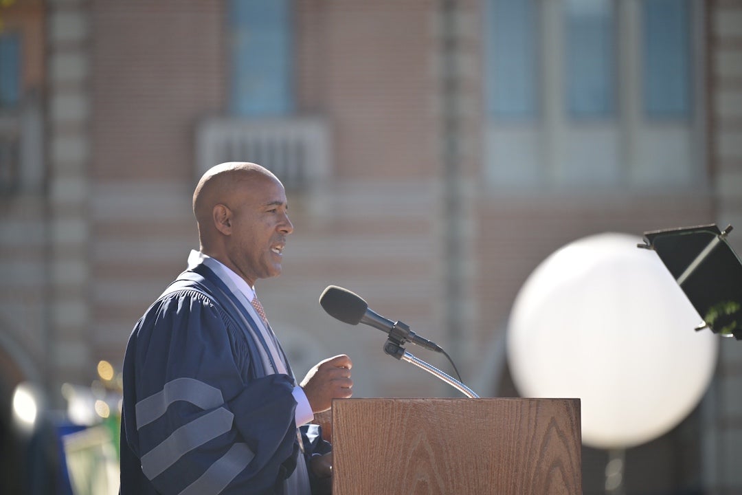 Rice president Reginald DesRoches at investiture ceremony