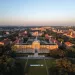 Lovett Hall with MOMENTOUS letters in the grass